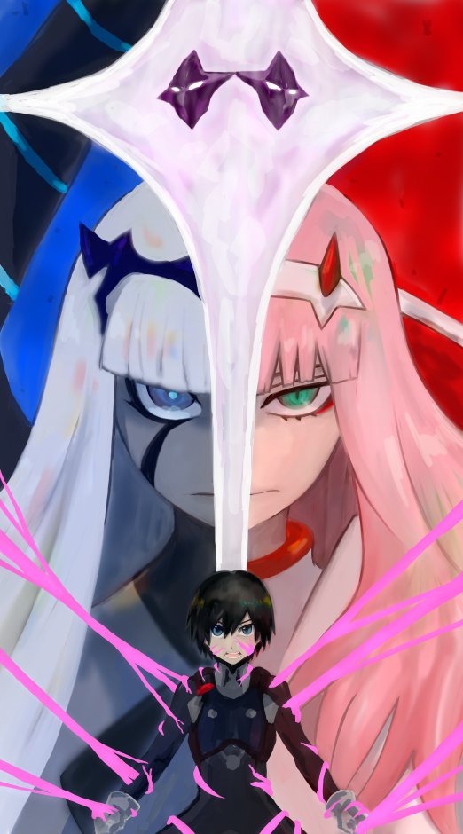 zero two, hiro, 001, and virm (darling in the franxx) drawn by cookie9603