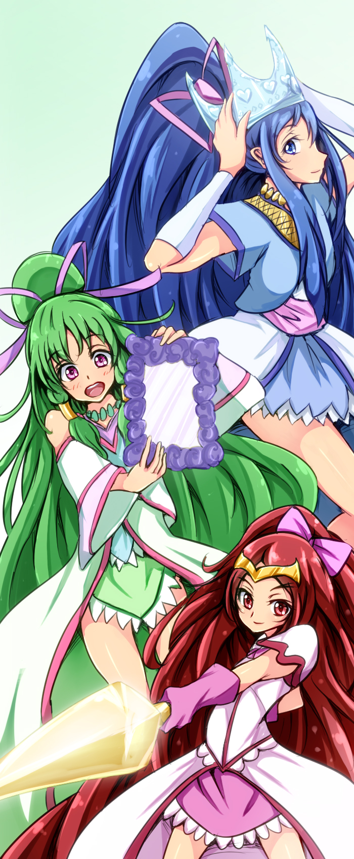 cure empress, cure priestess, and cure magician (precure and 1 more) drawn by p-chan_(mitsuta52)