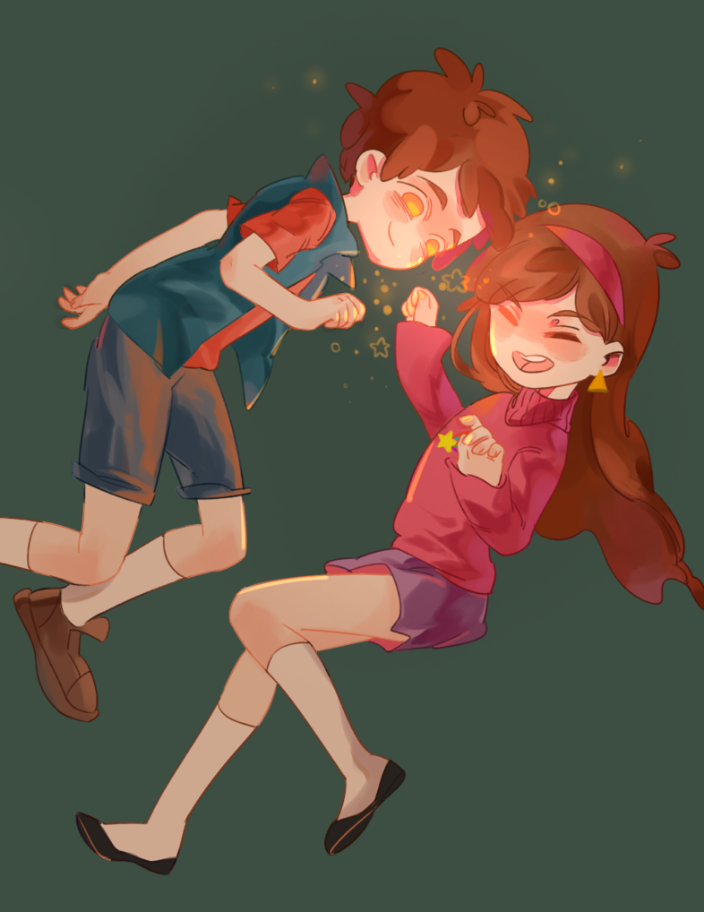 mabel pines and dipper pines (gravity falls) drawn by aggg