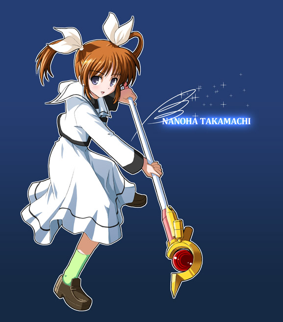 takamachi nanoha and raising heart (lyrical nanoha and 2 more) drawn by yone