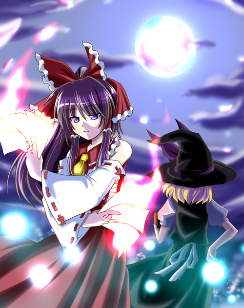 hakurei reimu and kirisame marisa (touhou) drawn by itsuki_seiya