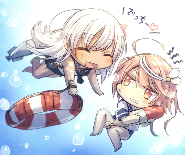 ro-500 and i-58 (kantai collection) drawn by mika_(1020mk)