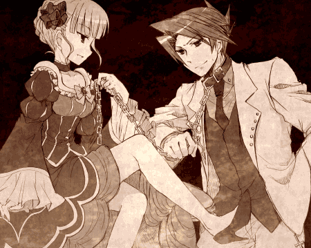 beatrice and ushiromiya battler (umineko no naku koro ni) drawn by suzushiro_kurumi