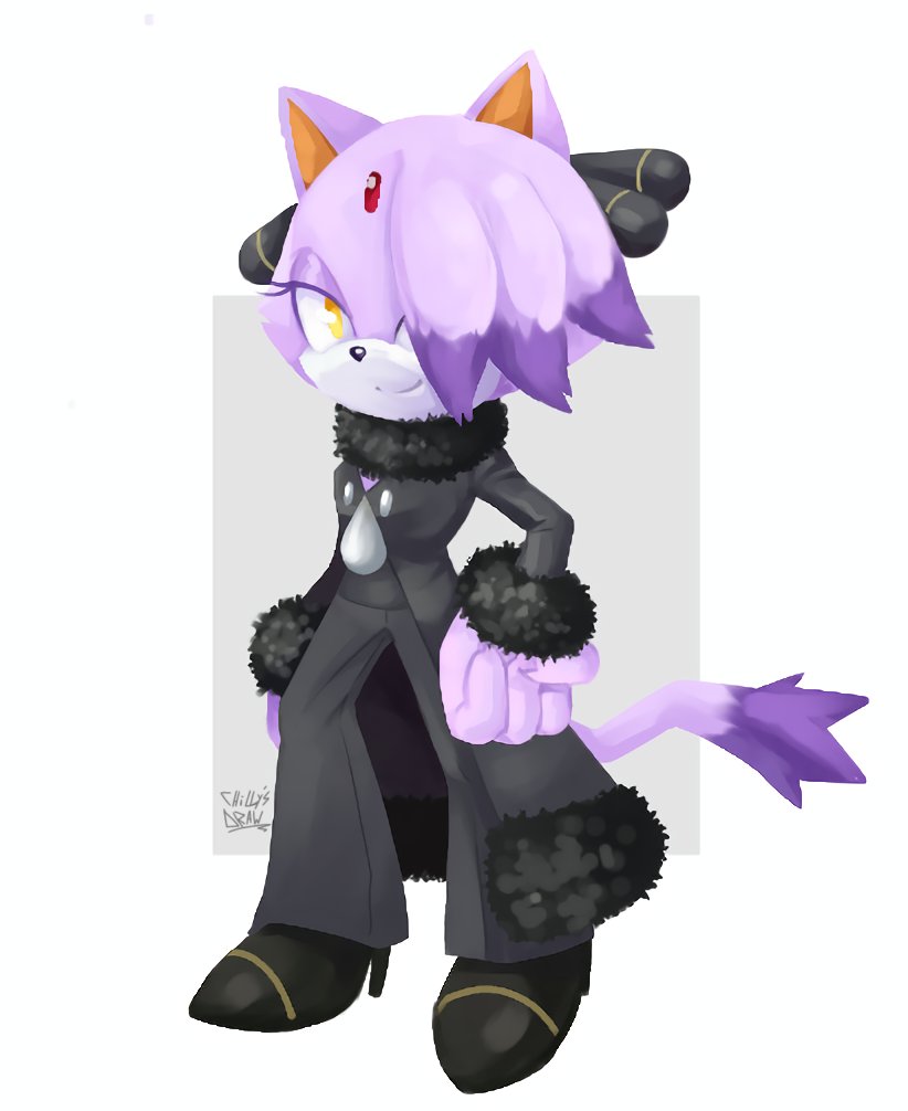 cynthia and blaze the cat (pokemon and 2 more) drawn by draw_chill's