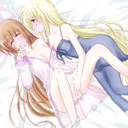 fate testarossa and takamachi nanoha (lyrical nanoha and 1 more) drawn by hachikei