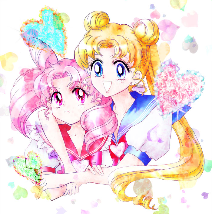 tsukino usagi and chibi usa (bishoujo senshi sailor moon) drawn by nashinomiya