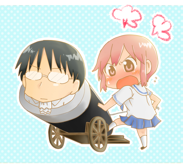 tachibana misato and sasahara koujirou (nichijou) drawn by mocha_(monocromer)