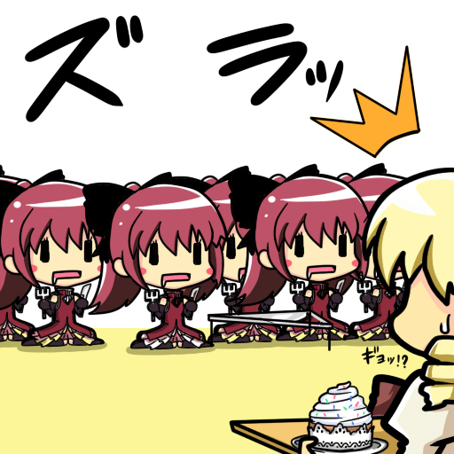 sakura kyoko and tomoe mami (mahou shoujo madoka magica) drawn by muichi_(agetatekoron)