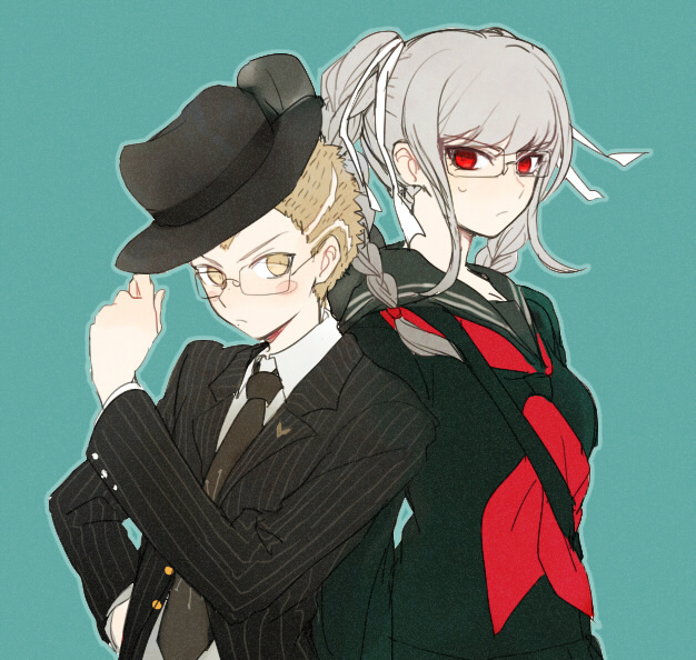 pekoyama peko and kuzuryu fuyuhiko (danganronpa and 1 more) drawn by heke