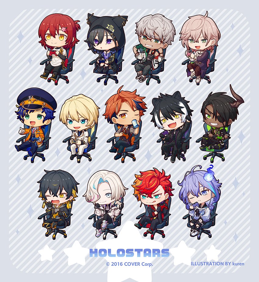 kageyama shien, astel leda, hanasaki miyabi, kanade izuru, aragami oga, and 8 more (holostars) drawn by kuren