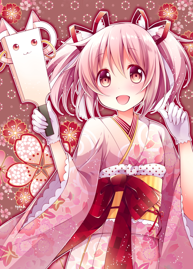 kaname madoka and kyubey (mahou shoujo madoka magica and 1 more) drawn by usaba_(usabara_c)