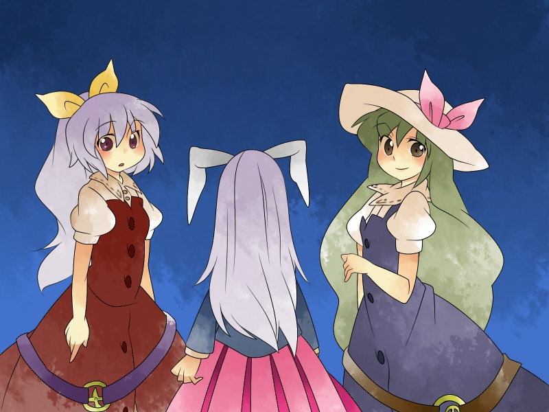 reisen udongein inaba, watatsuki no yorihime, and watatsuki no toyohime (touhou) drawn by hammer_(sunset_beach)