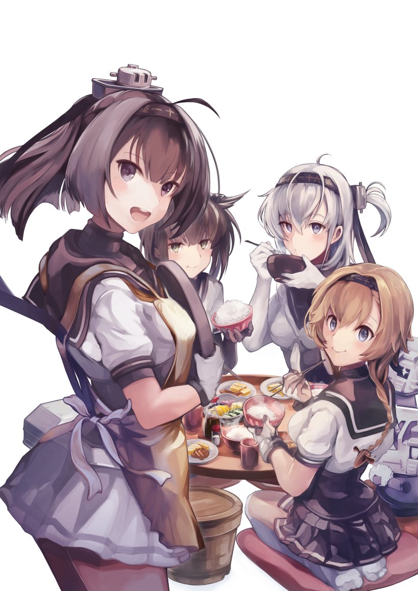 hatsuzuki, akizuki, suzutsuki, teruzuki, and chou-10cm-hou-chan (kantai collection) drawn by namaashi_(user_fuga4235)
