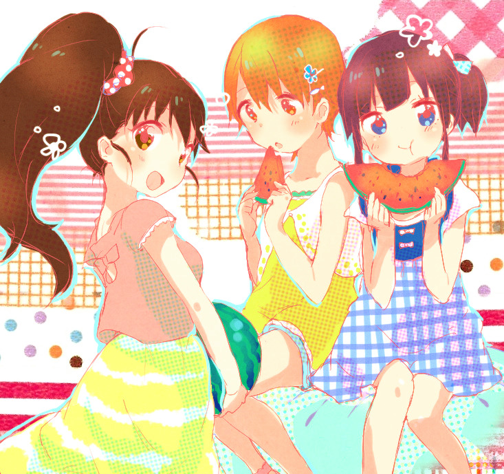 taneshima popura, inami mahiru, and yamada aoi (working!!) drawn by aguri_(aguri0406-aoi)