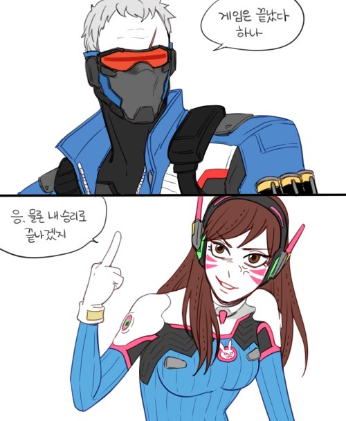d.va and soldier: 76 (overwatch and 1 more) drawn by m_mim