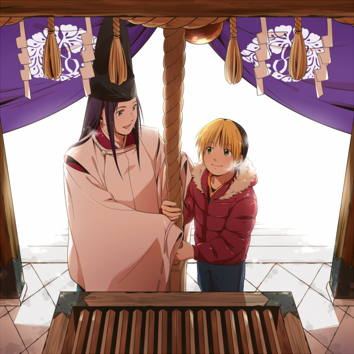 shindou hikaru and fujiwara no sai (hikaru no go) drawn by sasaki_nakona