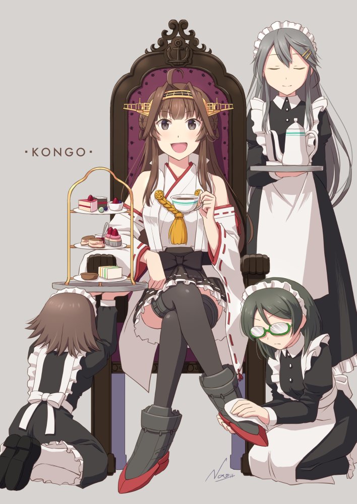 kongou, haruna, hiei, and kirishima (kantai collection) drawn by nao_(nao_eg)