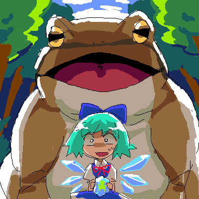 cirno and oogama (touhou) drawn by hachi_(8bit_canvas)