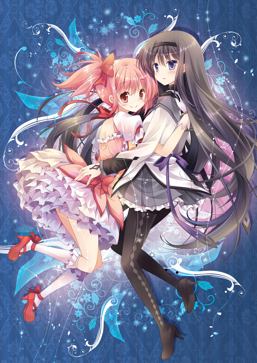 akemi homura and kaname madoka (mahou shoujo madoka magica) drawn by mocha_(naturefour)