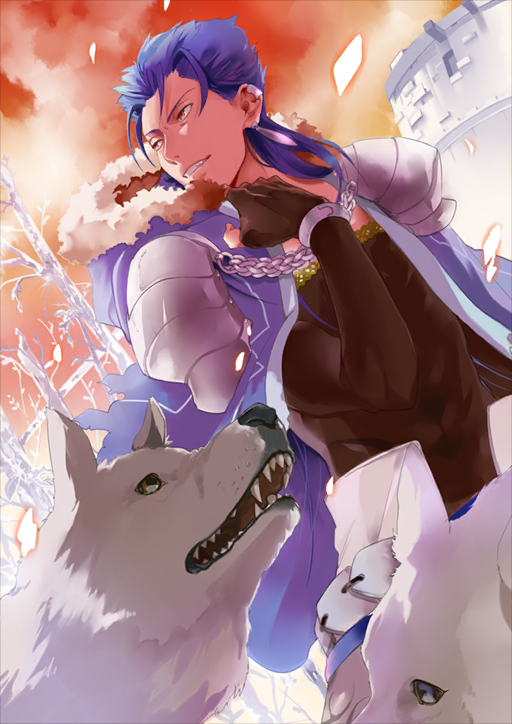 cu chulainn and freki and geri (fate and 1 more) drawn by azuazuazu19