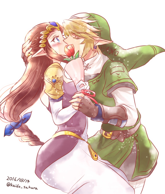 link and princess zelda (the legend of zelda and 1 more) drawn by kaidou_mitsuki
