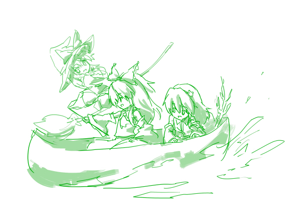 hakurei reimu, kirisame marisa, and kochiya sanae (touhou) drawn by sawayaka_samehada