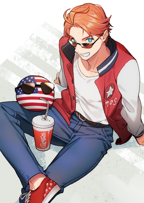 america and usaball (axis powers hetalia and 2 more) drawn by to@st