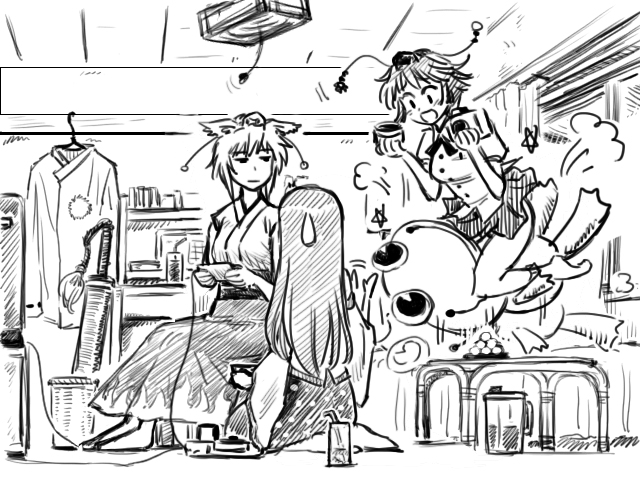 kochiya sanae, shameimaru aya, and inubashiri momiji (touhou) drawn by gensoukoumuten