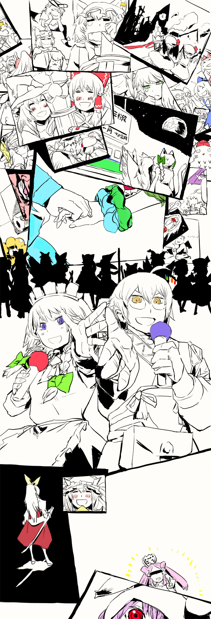hakurei reimu, kirisame marisa, remilia scarlet, flandre scarlet, izayoi sakuya, and 22 more (touhou and 1 more) drawn by nekobatake