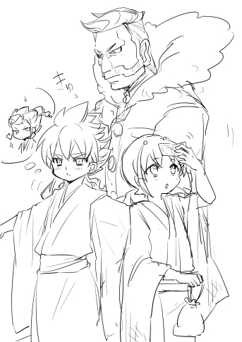 hakuryuu, shuu, tsurugi kyousuke, and kibayama douzan (inazuma eleven and 1 more) drawn by tobi_(one)