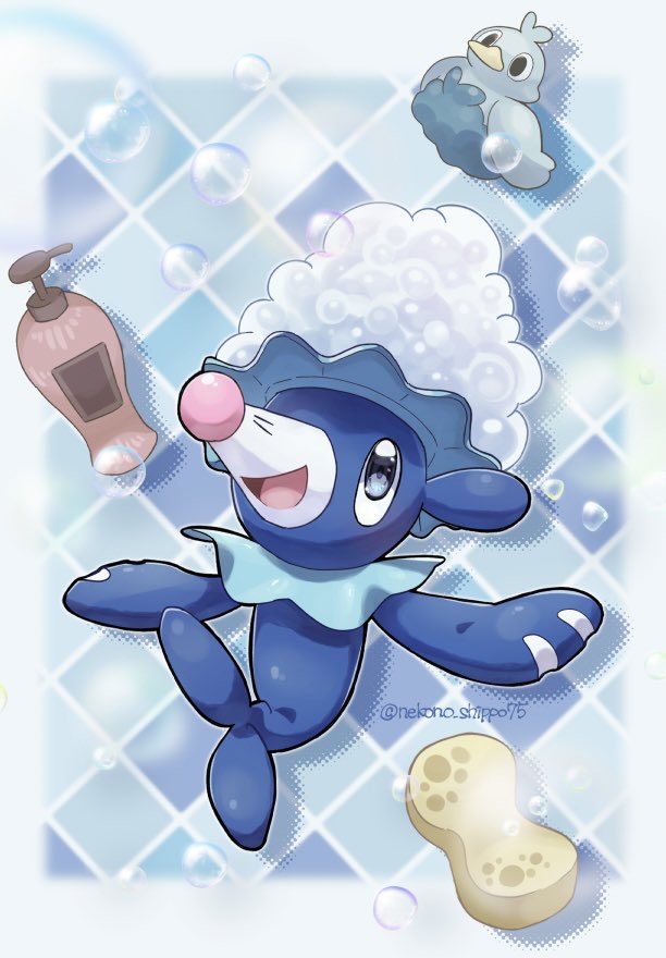 popplio and ducklett (pokemon) drawn by nako_(nekono_shippo75)