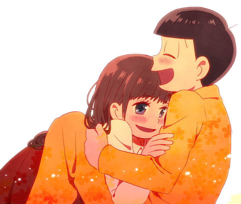 matsuno jyushimatsu and jyushimatsu's girlfriend (osomatsu and 1 more) drawn by kabu_(bekka)