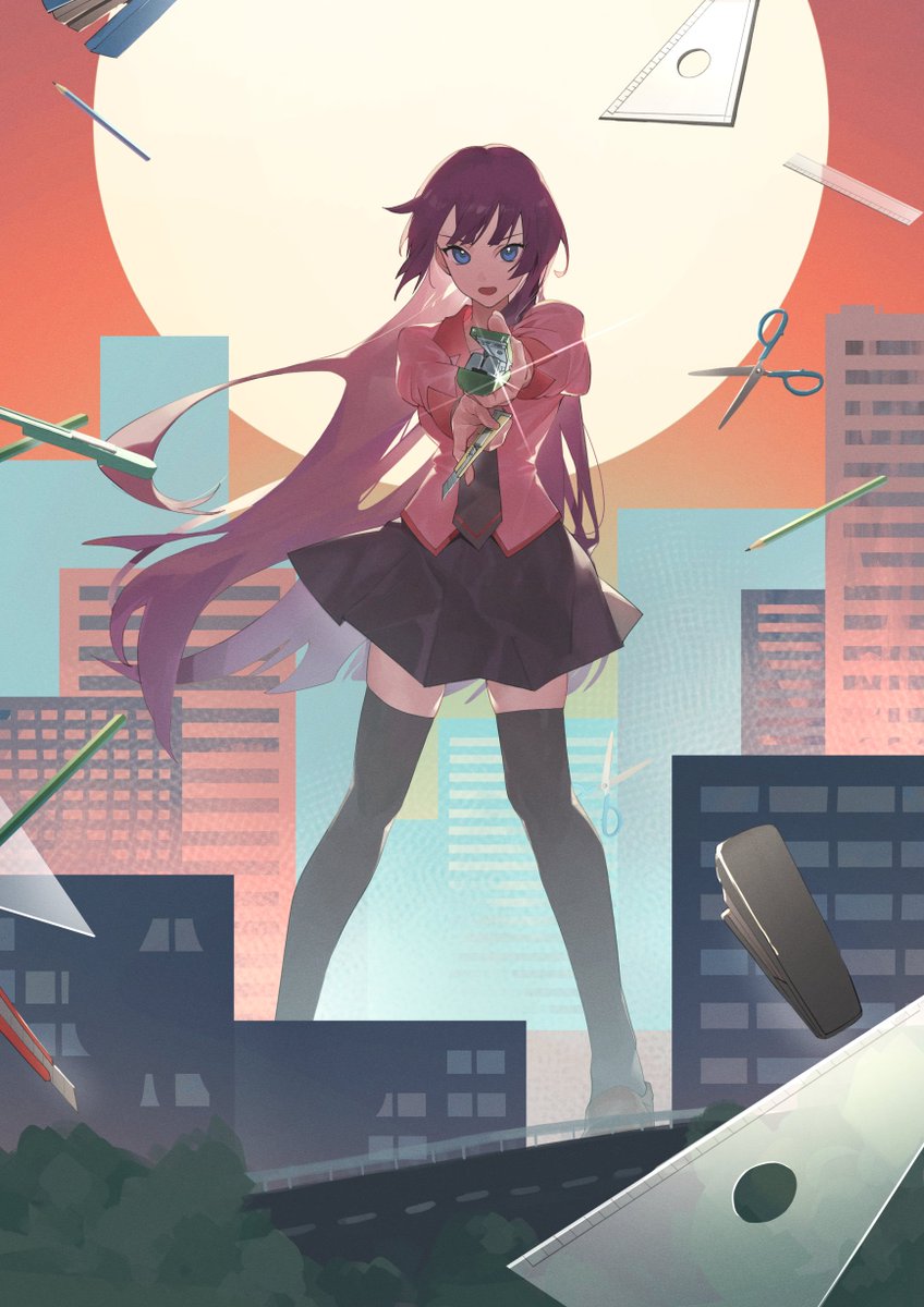 senjougahara hitagi (monogatari and 1 more) drawn by ao_tsukushi