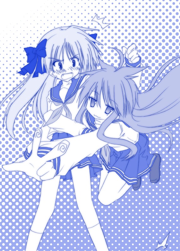 hiiragi kagami and izumi konata (lucky star) drawn by akane_souichi