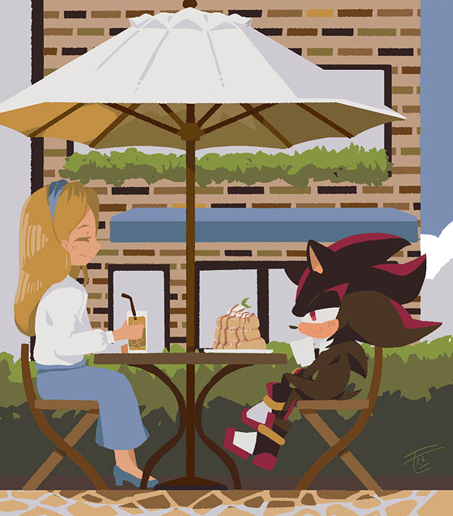 shadow the hedgehog and maria robotnik (sonic) drawn by noto_(noterkgk)