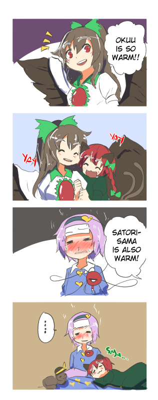 komeiji koishi, komeiji satori, kaenbyou rin, and reiuji utsuho (touhou) drawn by kapiten70