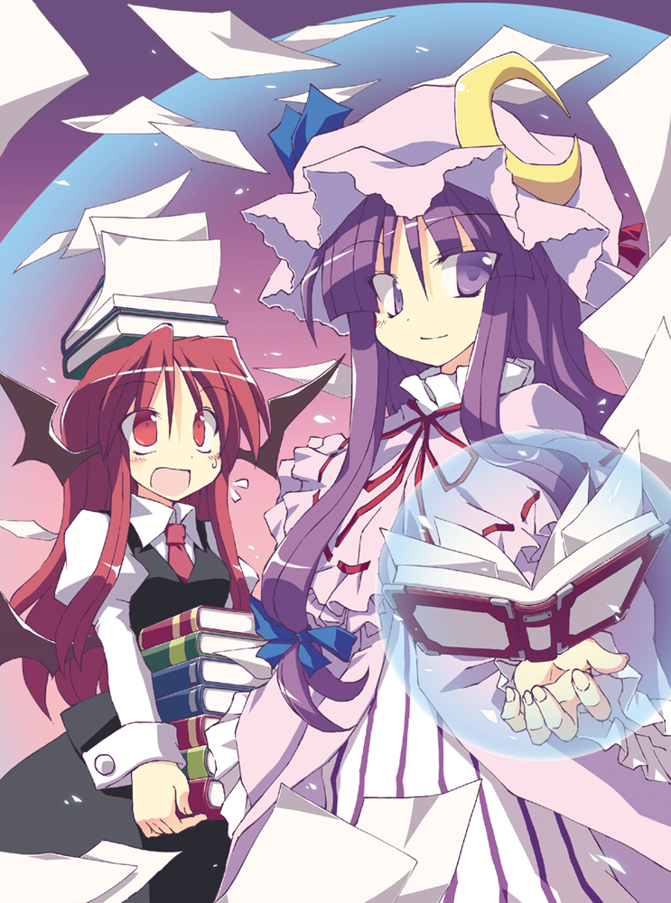 patchouli knowledge and koakuma (touhou) drawn by satou_kibi