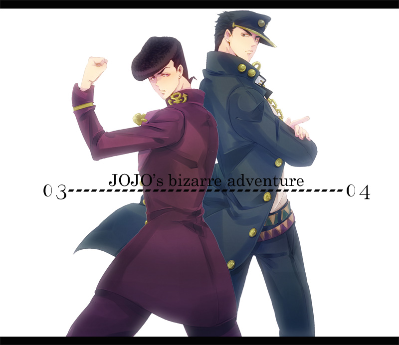 kujo jotaro and higashikata josuke (jojo no kimyou na bouken and 1 more) drawn by ichi0718