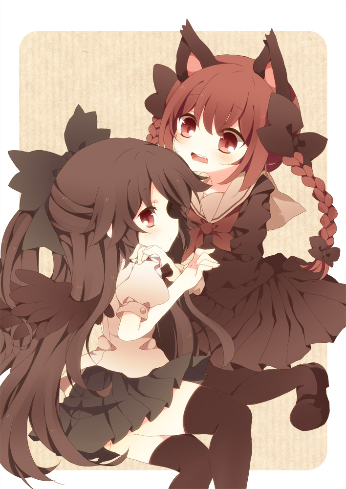 kaenbyou rin and reiuji utsuho (touhou) drawn by anju_(mocomocousagi)