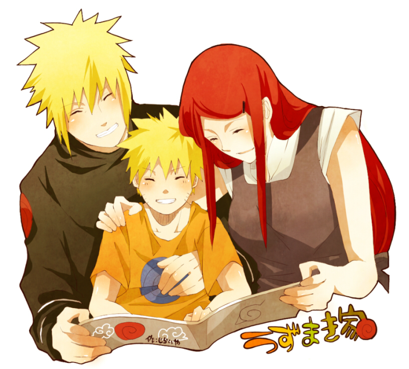 uzumaki naruto, uzumaki kushina, and namikaze minato (naruto) drawn by xxll