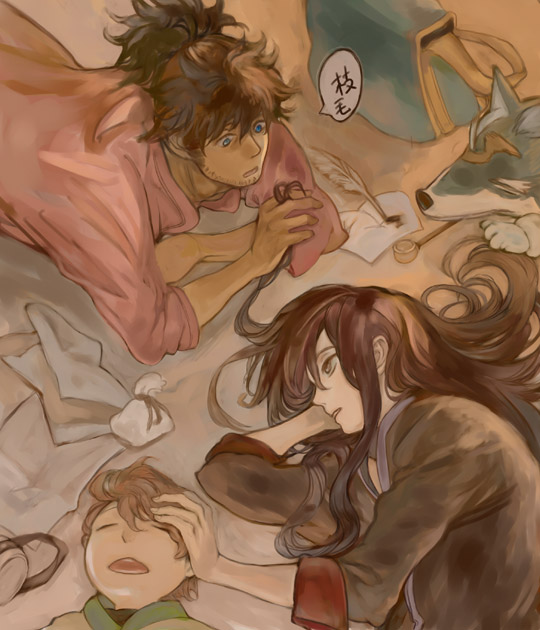 yuri lowell, raven, repede, and karol capel (tales of and 1 more) drawn by 3838383