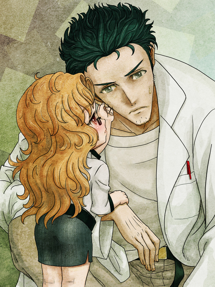 okabe rintarou and kiryuu moeka (steins;gate) drawn by kikan_(kima)