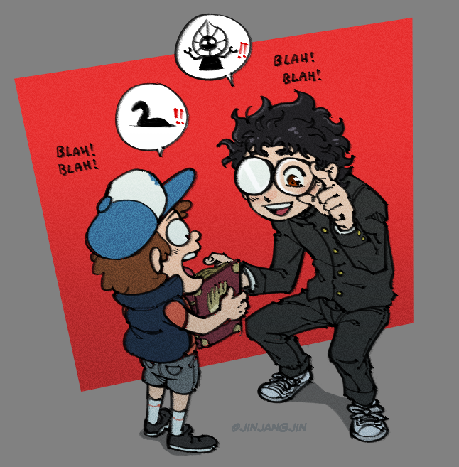takakura ken, dipper pines, loch ness monster, and flatwoods monster (dandadan and 1 more) drawn by jinjango