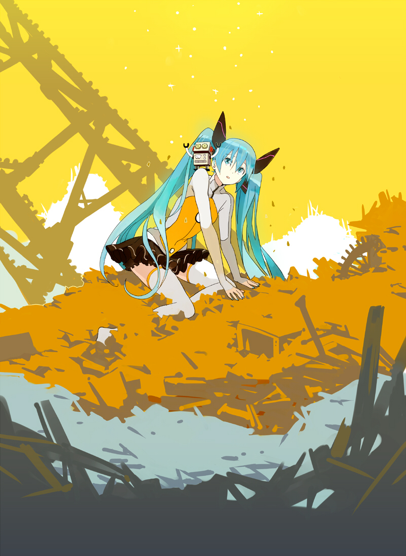 hatsune miku (vocaloid and 3 more) drawn by habuki