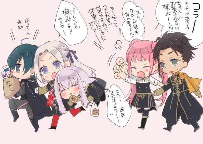 edelgard von hresvelg, hilda valentine goneril, male byleth, lysithea von ordelia, and claude von riegan (fire emblem and 1 more) drawn by nodufe