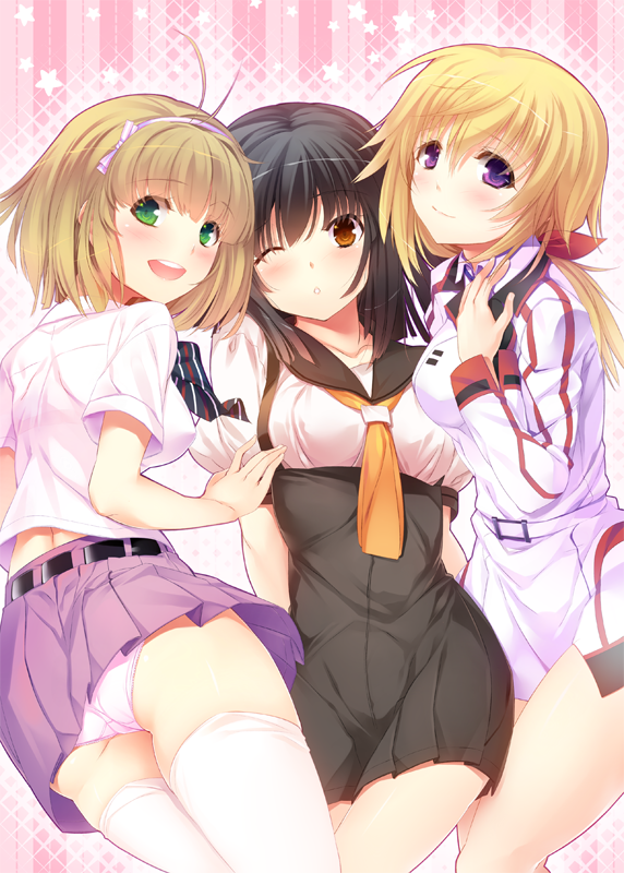 sengoku nadeko, charlotte dunois, moriyama shiemi, and hanazawa kana (monogatari and 3 more) drawn by matsukawa_(pale_scarlet)