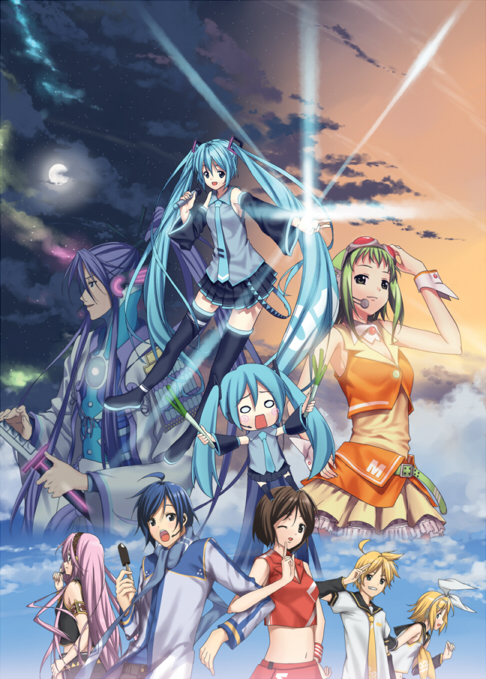 hatsune miku, kagamine rin, kagamine len, megurine luka, kaito, and 4 more (vocaloid) drawn by nagareboshi
