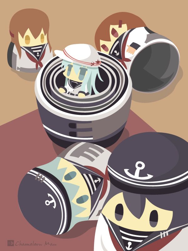 hibiki, inazuma, ikazuchi, akatsuki, and verniy (kantai collection) drawn by chameleon_man_(three)
