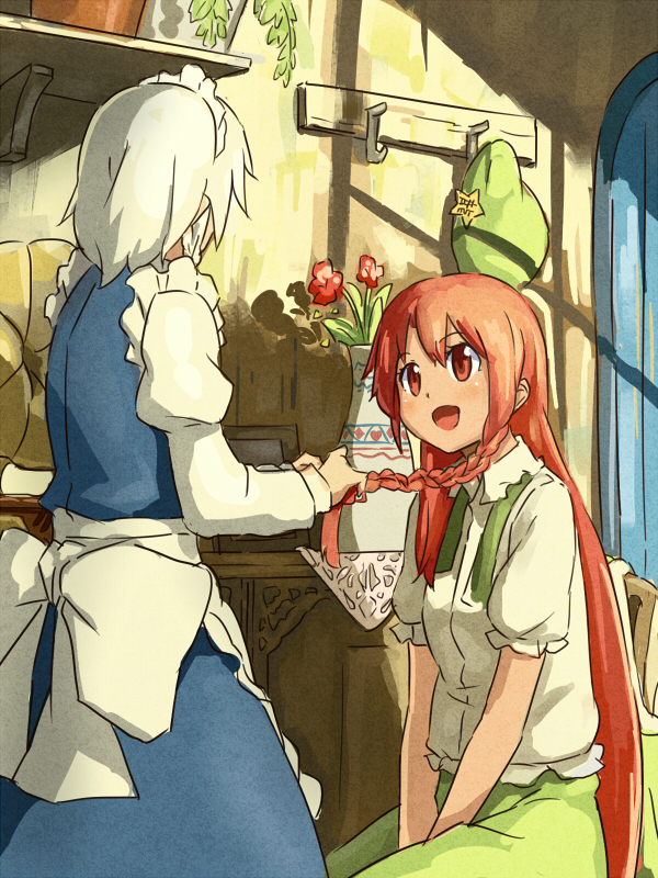 izayoi sakuya and hong meiling (touhou) drawn by shibasaki_shouji