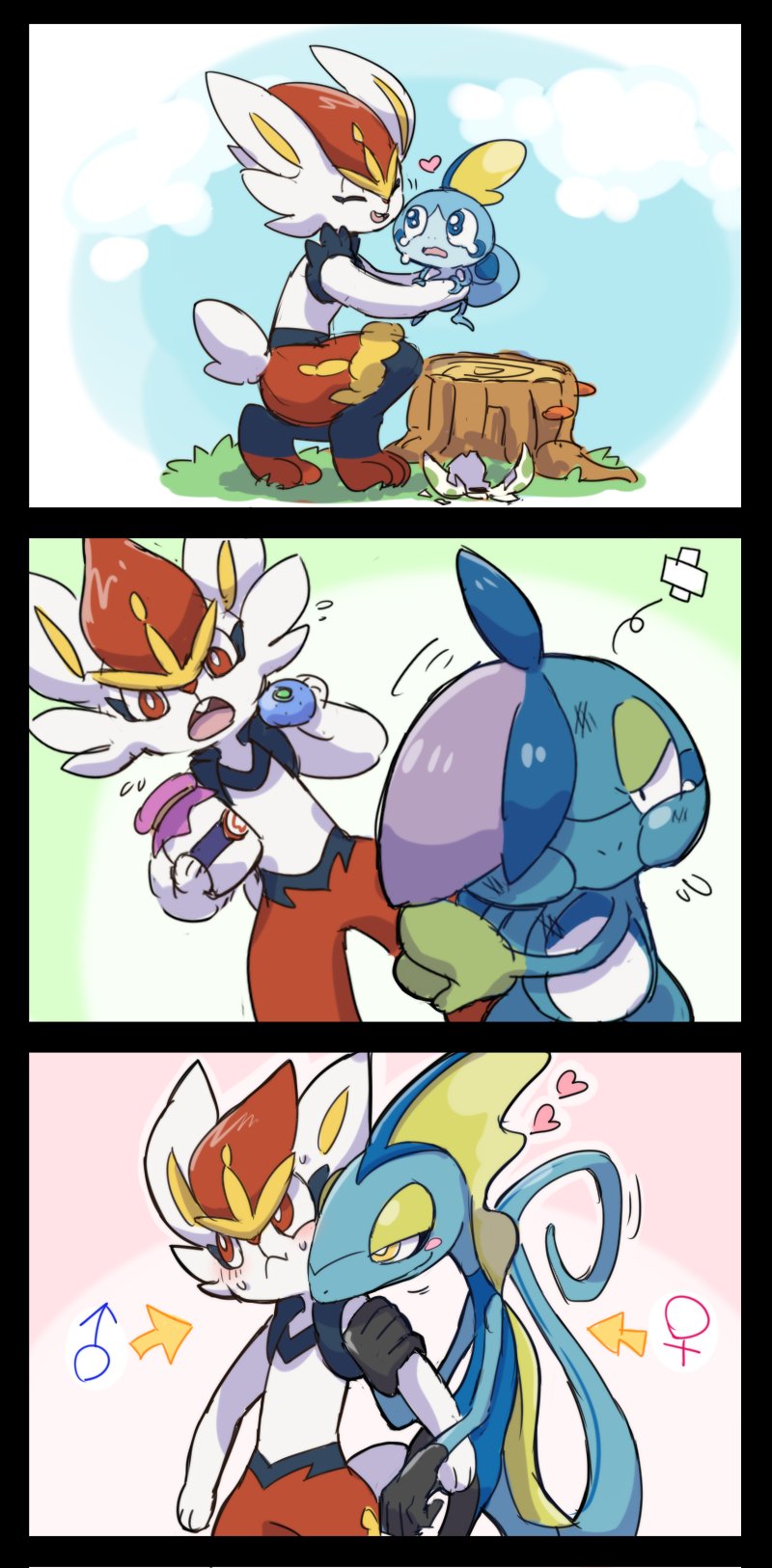 sobble, cinderace, inteleon, and drizzile (pokemon and 1 more) drawn by mofuaimin_under
